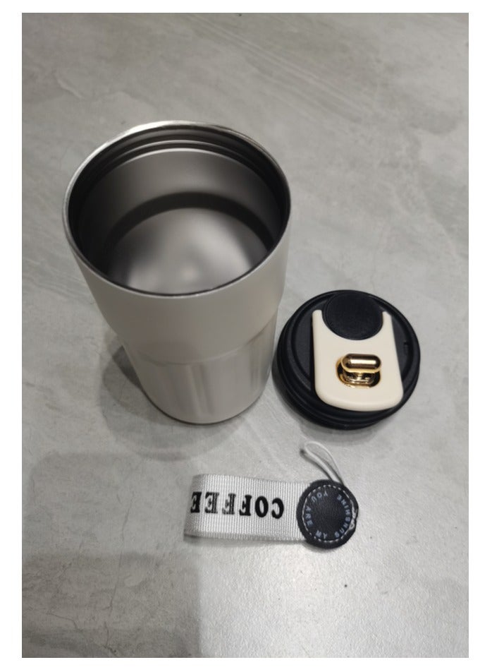460ml Insulated Travel Coffee Mug Vacuum Flasks Car Mug with Temperature Display, 316 Stainless Steel Vacuum Coffee Cup, Leakproof Tumbler Thermal Mug, White Black
