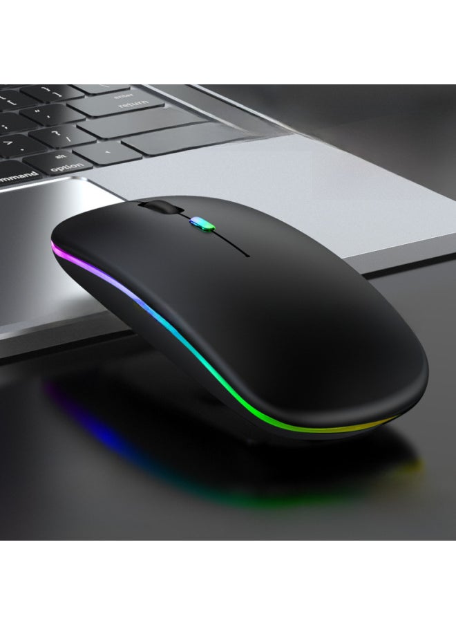 Generic Wireless Optical Mouse 1600dpi High Resolution Usb Interface For Laptop Desktop Computer-Color:Luminous Version 2.4g + Bluetooth Dual-mode Matte Black  - Image 1