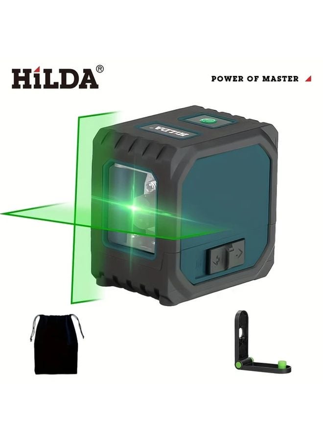 Hilda 100ft Self Leveling 2 Line Laser Level Green Cross 360 Rotation with Bracket - Image 1