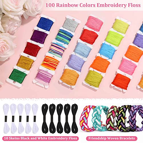 PAXCOO 985Pcs String Bracelet Making Kit, Friendship Bracelet String Kit with 110 Skeins Embroidery Floss Cross Stitch Thread, 830 Beads for Friendship Bracelet Making, 45Pcs Embroidery Tools - Image 3
