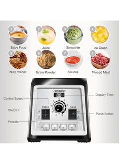 amzchef Professional Blender 2000W, Multifunction Blender for Smoothies with 4 Preset Programs and 8 Adjustable Speeds, 25000RPM, BPA Free, 2 Liter  - Image 4