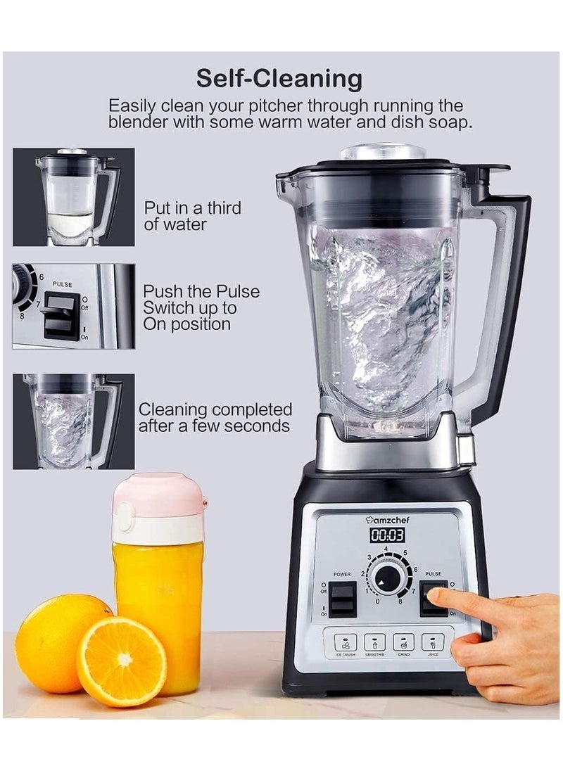 amzchef - Professional Blender 2000W, Multifunction Blender for Smoothies with 4 Preset Programs and 8 Adjustable Speeds, 25000RPM, BPA Free, 2 Liter - Image 1