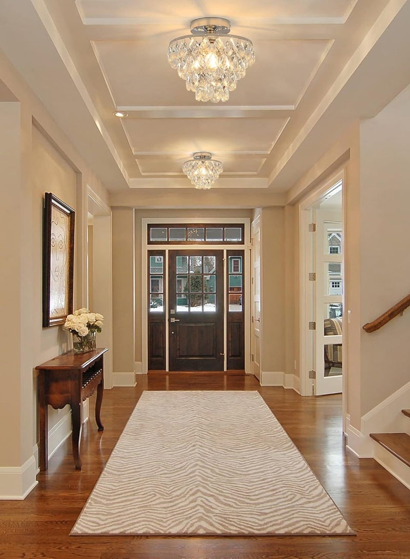 جي جوت الفضة الثريا الكريستال ، ميني الثريا ، الثريا الكريستال الحديثة جزءا لا يتجزأ من ( قطر 25cm / 9.84 بوصة قاعدة المصباح : E27 ، لا تحتوي على مصباح ) سقف الممر الإضاءة ، قاعة غرفة نوم ، غرفة المعيشة سقف الممر - Image 2