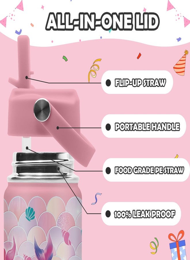 ROVOZAR Mermaid Water Bottle for Girls - 16oz Mermaids Stainless Steel Water Bottle with Straw - Cute Mermaid Tail Insulated Cup - Pink Mermaids Kids Tumbler for School, Sports, Travel - Image 5