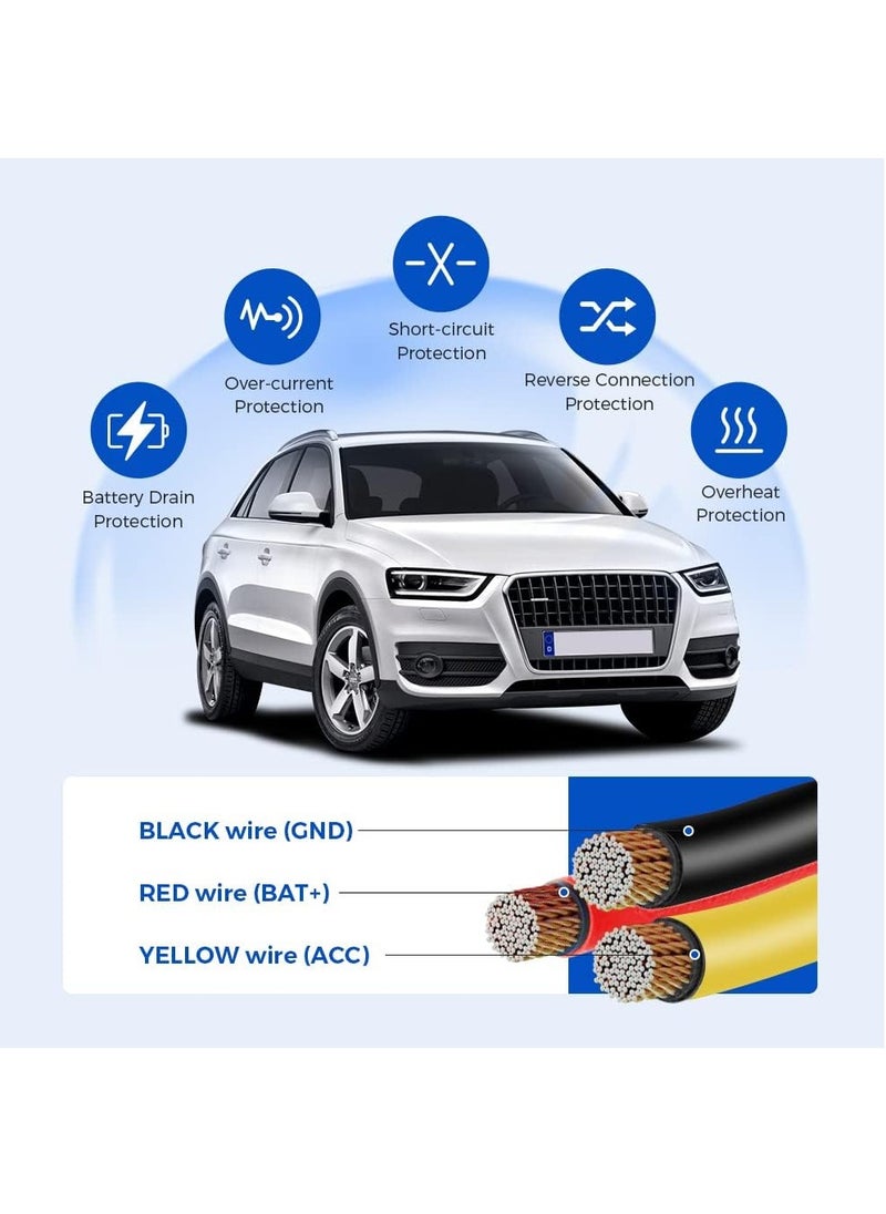 AZDOME - AZDOME 3-Lead ACC Hardwire Kit Mini-USB Port for M550(Pro)/M01 Pro/M17 Dash Cam, 12ft with Fuse Kit, for Dash Camera 24H Parking Monitor, Converts 12V-24V to Output 5V/2.5A Max, Low Voltage Protection - Image 1
