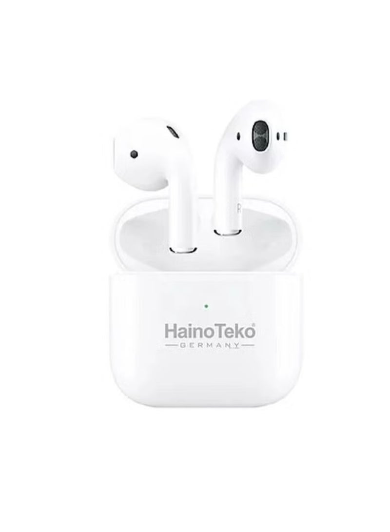 Haino Teko Haino Teko Air-1 Mini Wireless Earbud Headphones with Microphone, Noise Cancelling, Bluetooth 4.0, White – Compact Design, Clear Audio, Perfect for Calls and Music (10cm x 10cm x 3.5cm)  - Image 1