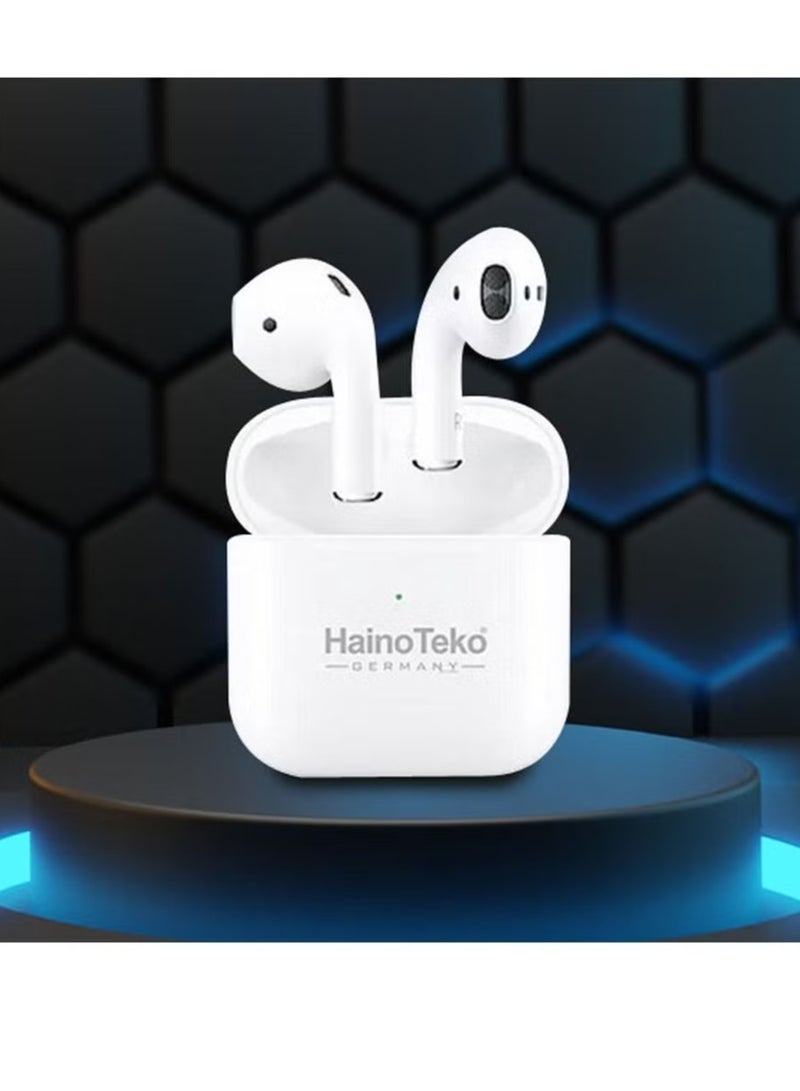 Haino Teko Haino Teko Air-1 Mini Wireless Earbud Headphones with Microphone, Noise Cancelling, Bluetooth 4.0, White – Compact Design, Clear Audio, Perfect for Calls and Music (10cm x 10cm x 3.5cm)  - Image 3