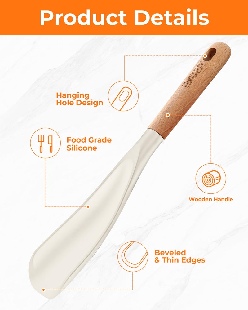 FINENUT Cooking Spoon Multifunction Spoonula Silicone Spatula Spoon 2-Pack, Dual-Use Heat Resistant 446Â°F, BPA-Free Non-Toxic Wooden Handle Rice Spoon Set for Non-Stick Cookware & Rice Cookers (Black) - Image 4