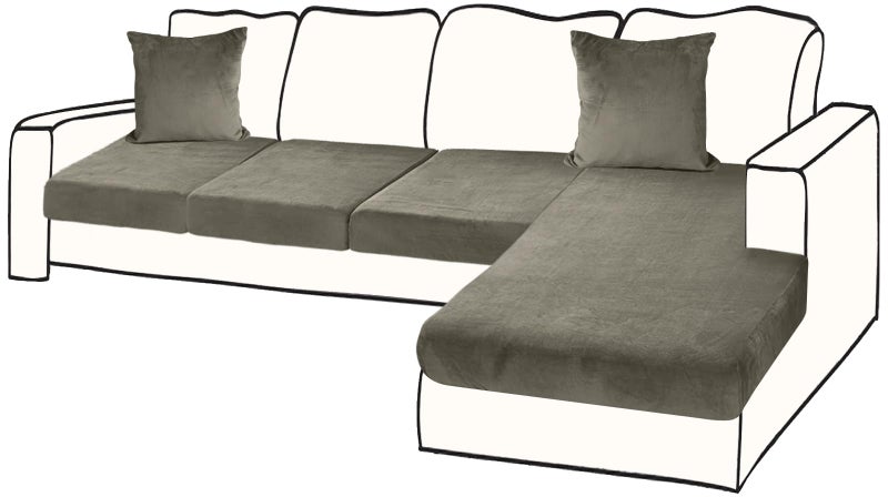 BT.WA Sectional Couch Covers for 4-Piece Seat Cushion Velvet Separate L Shape Couch Cover Stretch Sofa Slipcover with 2 Pieces Pillowcases Furniture Protector (Sofa 3 Seater + 1 Chaise  Olive Green) - Image 1