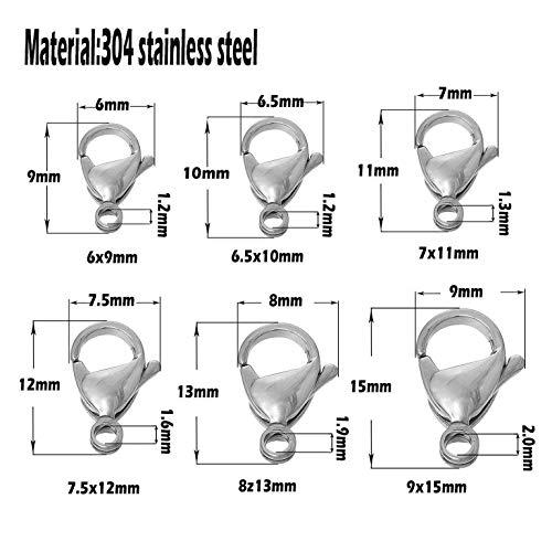 iloveDIYbeads 60pcs Grade A 304 Stainless Steel Lobster Clasps Claw Clasps for Bracelet Necklace Jewelry Making Findings (Mixed 60pcs-M055) - Image 3