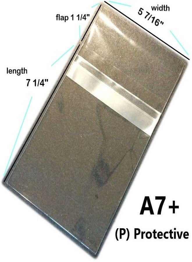 UNIQUEPACKING 100 Pcs 5 7/16 X 7 1/4 Clear A7+ (P) Card Resealable Protective Cello/Cellophane Bags Good for 5x7 Card Item - Tape Strip on Body - Image 2