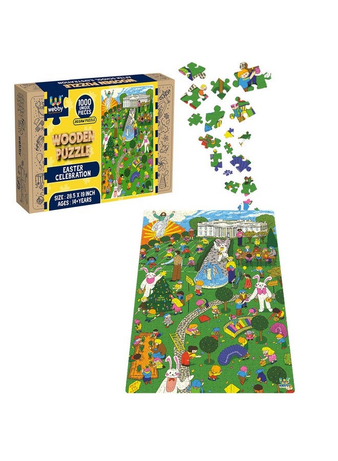Webby Easter Celebration Illustration Wooden Jigsaw Puzzle For Kid, 1000 Pieces - Image 5