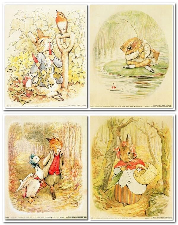 Impact Posters Gallery Wall Decor Art Print The Tale of Peter Rabbit Beatrix Potter the Original and Authorized Edition 8x10 Four Set Kids Room Poster