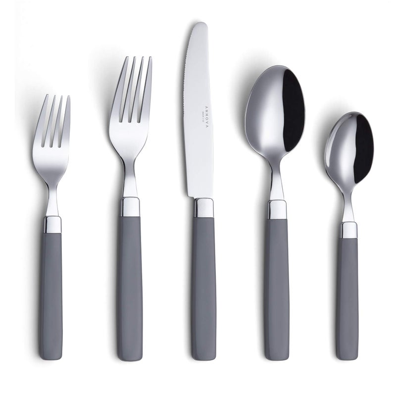 Annova ANNOVA Stainless Steel FlatwareCutlery Set  Color Handles  Dinner Forks Salad Forks Table Knives Tablespoons Teaspoons  Grey 20 Pieces