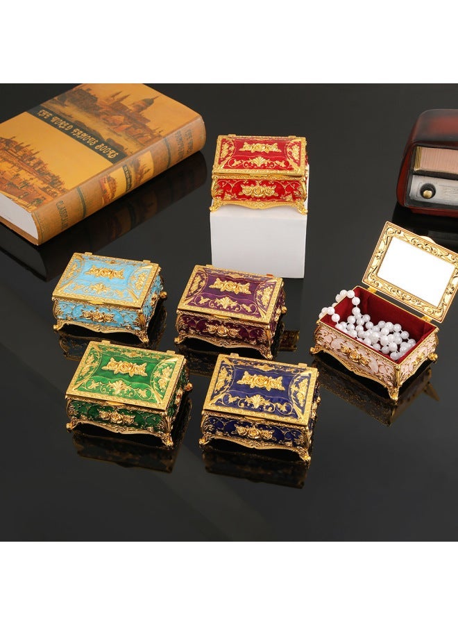 10*7*5cm | Minimalist Enamel Rose Embossed Jewelry Box in Sky Blue | Velvet Lining Interior, Compact Design, Secure Locking Clasp | Elegant Storage & Display for Necklaces, Rings | Stylish Gift for Women - Image 3