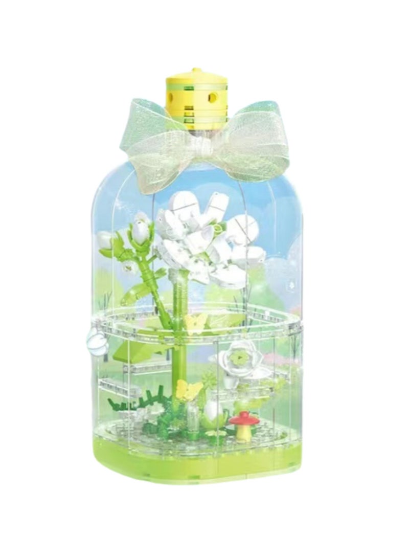 176pcs Jasmine Flower (Including Lights) Model Diy Assembly Building Blocks Creative Ornaments Girls Series Eternal Flower Gift Simulation Collection Building Assembly Toys Home Decoration - Image 1
