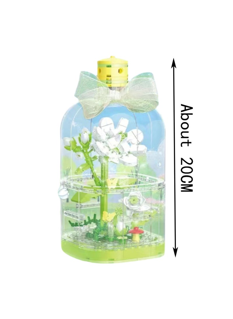 176pcs Jasmine Flower (Including Lights) Model Diy Assembly Building Blocks Creative Ornaments Girls Series Eternal Flower Gift Simulation Collection Building Assembly Toys Home Decoration - Image 2