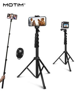 Multifunctional 63 inch Selfie Stick Tripod with Remote, Extendable Phone Tripod, Alloy Camera Stand, All in One Tripod Stabilizer Compatible with Mobile Phone, Cameras, Portable Travel Tripod for Video Recording