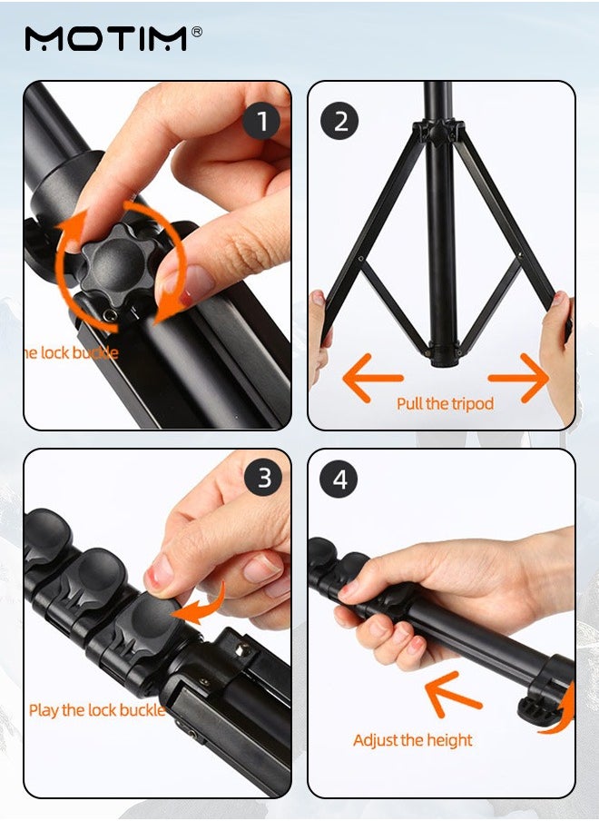 Motim - 160cm/63inch Phone Selfie Stick Tripod with Remote Shutter, Extendable  Phone Tripod Alloy Camera Stand, All in One Tripod Stabilizer Compatible with iPhone, Android Phone, Cameras, Portable Travel Tripod for Video Recording - Image 1