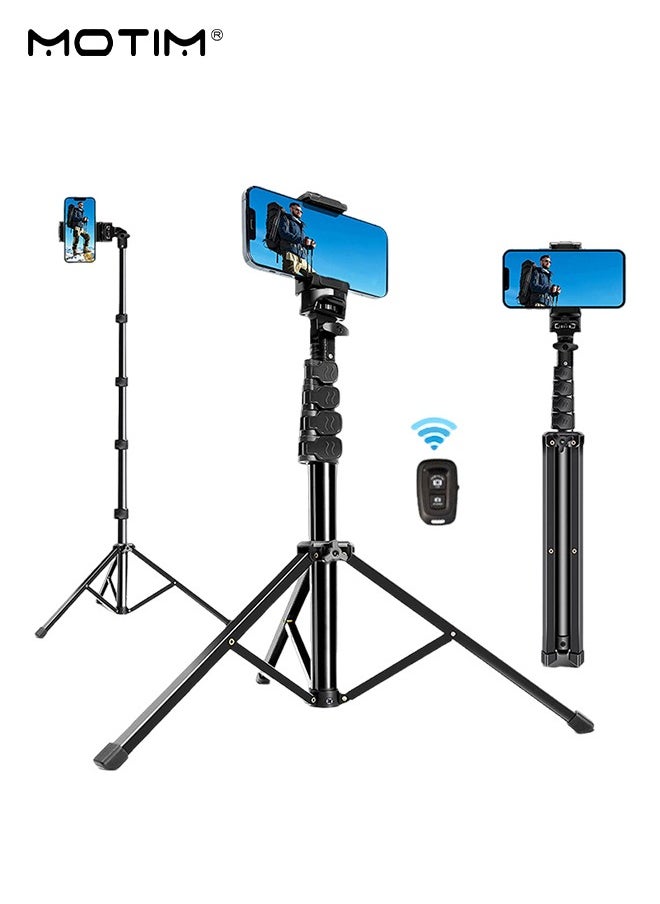 Motim - 160cm/63inch Phone Selfie Stick Tripod with Remote Shutter, Extendable  Phone Tripod Alloy Camera Stand, All in One Tripod Stabilizer Compatible with iPhone, Android Phone, Cameras, Portable Travel Tripod for Video Recording - Image 1