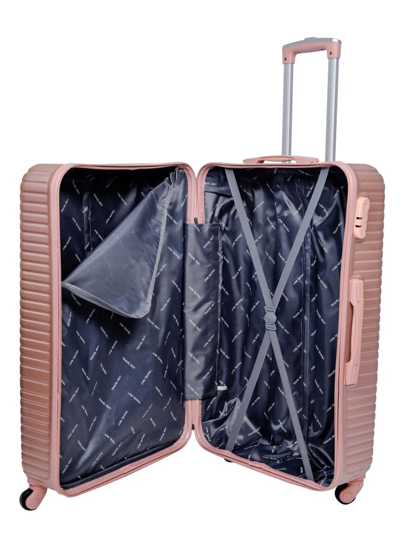 TRAVEL WAY - TravelWay Lightweight Checked Suitcase Luggage Trolley - Hardshell Suitcase for 30kg Spinner Luggage for Travel | ABS Material with 4 Spinner Wheels (Rose Gold, 28 Inches (71 cm)) - Image 1