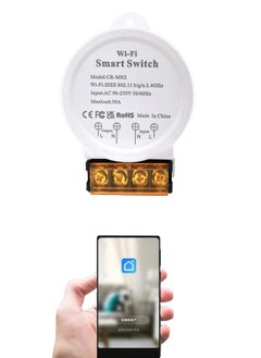 مفتاح ذكي WiFi بقوة 30A، وحدة تحكم عن بعد لاسلكية لنظام مُصمّم بنفسك مع تطبيق الحياة الذكية، تحكم صوتي، متوافق مع إيكو وجوجل هوم، وظيفة المؤقت (أبيض)