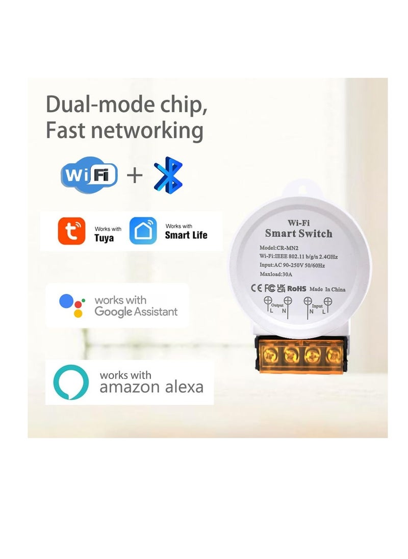 SYOSI - مفتاح ذكي WiFi بقوة 30A، وحدة تحكم عن بعد لاسلكية لنظام مُصمّم بنفسك مع تطبيق الحياة الذكية، تحكم صوتي، متوافق مع إيكو وجوجل هوم، وظيفة المؤقت (أبيض) - Image 1