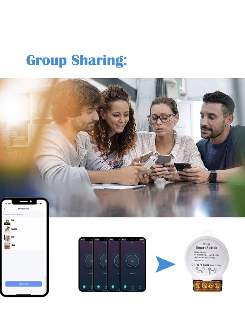 SYOSI - مفتاح ذكي WiFi بقوة 30A، وحدة تحكم عن بعد لاسلكية لنظام مُصمّم بنفسك مع تطبيق الحياة الذكية، تحكم صوتي، متوافق مع إيكو وجوجل هوم، وظيفة المؤقت (أبيض) - Image 1