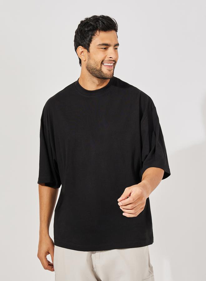 Styli Back Applique Detail Pure Cotton Boxy T-Shirt  - Image 3