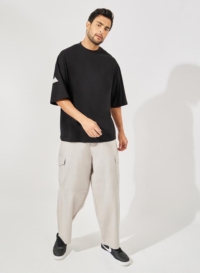 Styli Back Applique Detail Pure Cotton Boxy T-Shirt  - Image 2