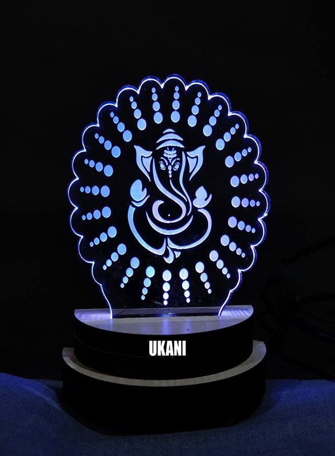 UKANI 7 Colour Changing 3D Ganpati Ji Design USB Connected Night Lamp (Multicolour, 3 Inch) - Image 3