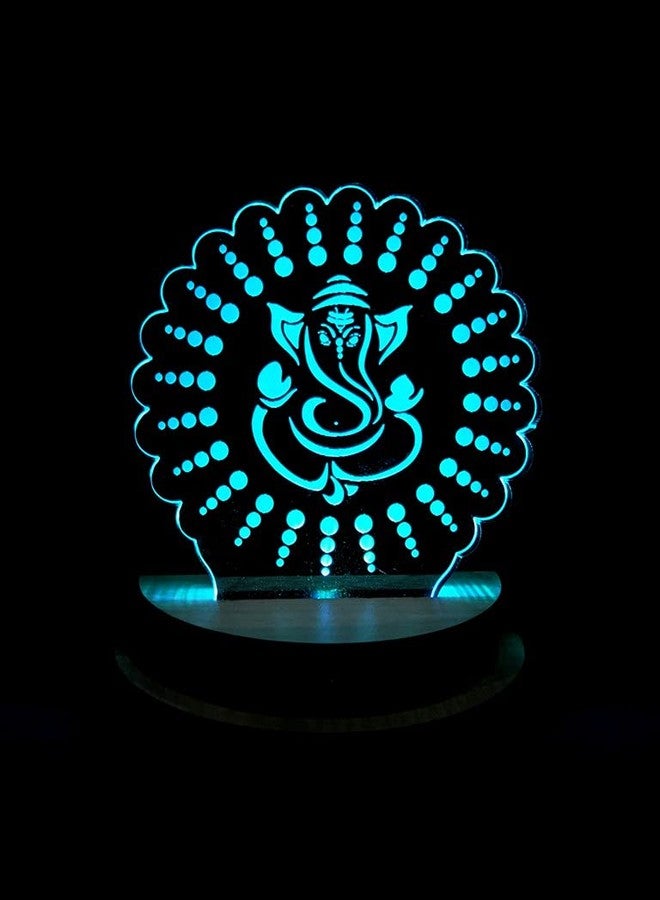 UKANI 7 Colour Changing 3D Ganpati Ji Design USB Connected Night Lamp (Multicolour, 3 Inch) - Image 4