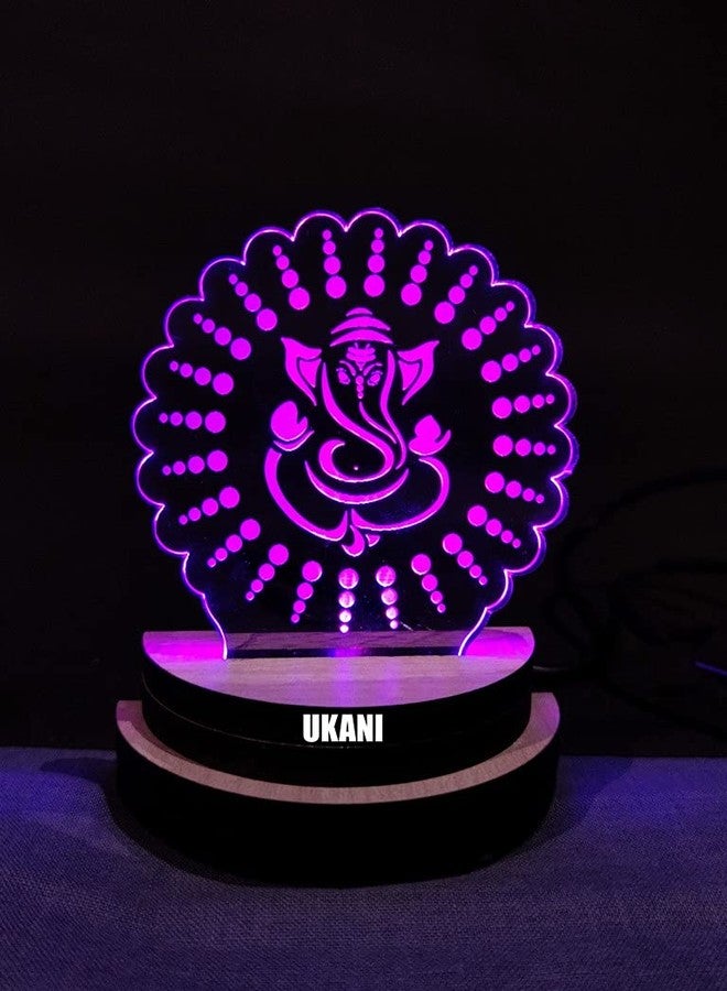 UKANI 7 Colour Changing 3D Ganpati Ji Design USB Connected Night Lamp (Multicolour, 3 Inch) - Image 5