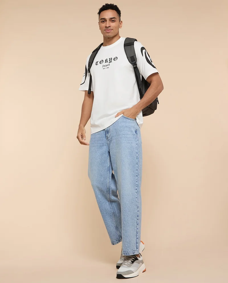 R&B Washed Straight Fit Jeans with Button Closure