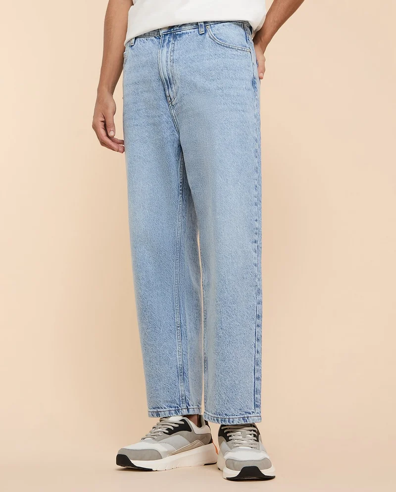 R&b  Washed Straight Fit Jeans with Button Closure for Men | Best Price UAE