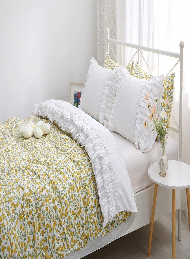 Meaning4 White Luxury Eyelet Lace Bed Flat Sheet with Ruffles Bed Linen King Size 1 Piece - Image 4