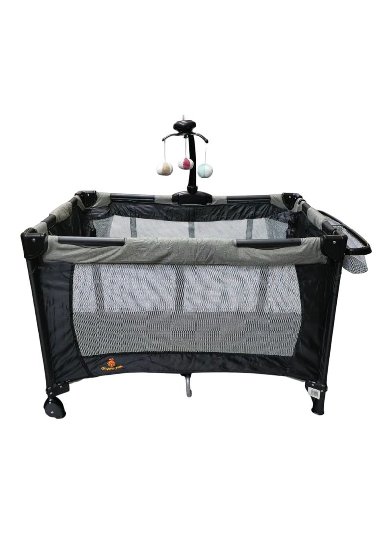 BABYCARA Foldable Baby Bed Two-Layer With Mosquito Net Hanging Toys and Side Storage Pockets, From Birth To 4 Years Size 105x73cm  - Image 2