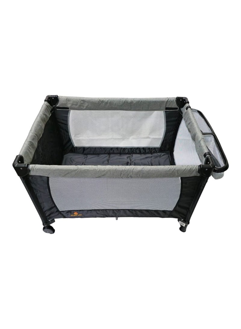 BABYCARA Foldable Baby Bed Two-Layer With Mosquito Net Hanging Toys and Side Storage Pockets, From Birth To 4 Years Size 105x73cm  - Image 5