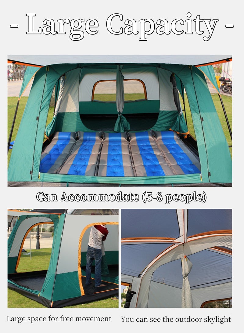ليوكور خيمة تخييم من 5 إلى 8 أشخاص، خيمة نزهة رياضية خارجية للسفر، مقاومة لأشعة الشمس/المطر/حماية من الأشعة فوق البنفسجية 50+، خيمة مقاومة للرياح مع حقيبة حمل للتجمعات العائلية والمشي لمسافات طويلة وتسلق الجبال، 380 × 260 × 185 سم - Image 4