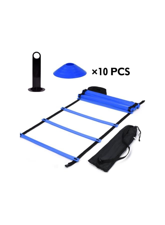 Generic Agility Ladder and Hurdle Training Set, 19ft Flat Ladder with 10Pcs Cones Speed Training Exercise Practice for Soccer Football and Other Sports  - Image 1