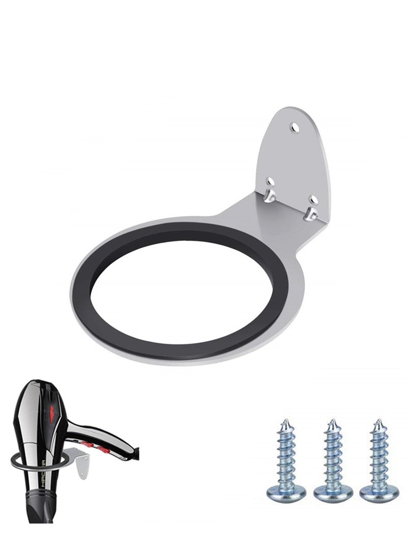 SYOSI Hair Dryer Holder, Wall-Mounted Hair Dryer Holder, Stainless Bathroom Storage Rack Flat Blow Dryer Wall Hanger Heat Resistant Hair Dryer Hook Hair Care Tool Organizer - Image 1