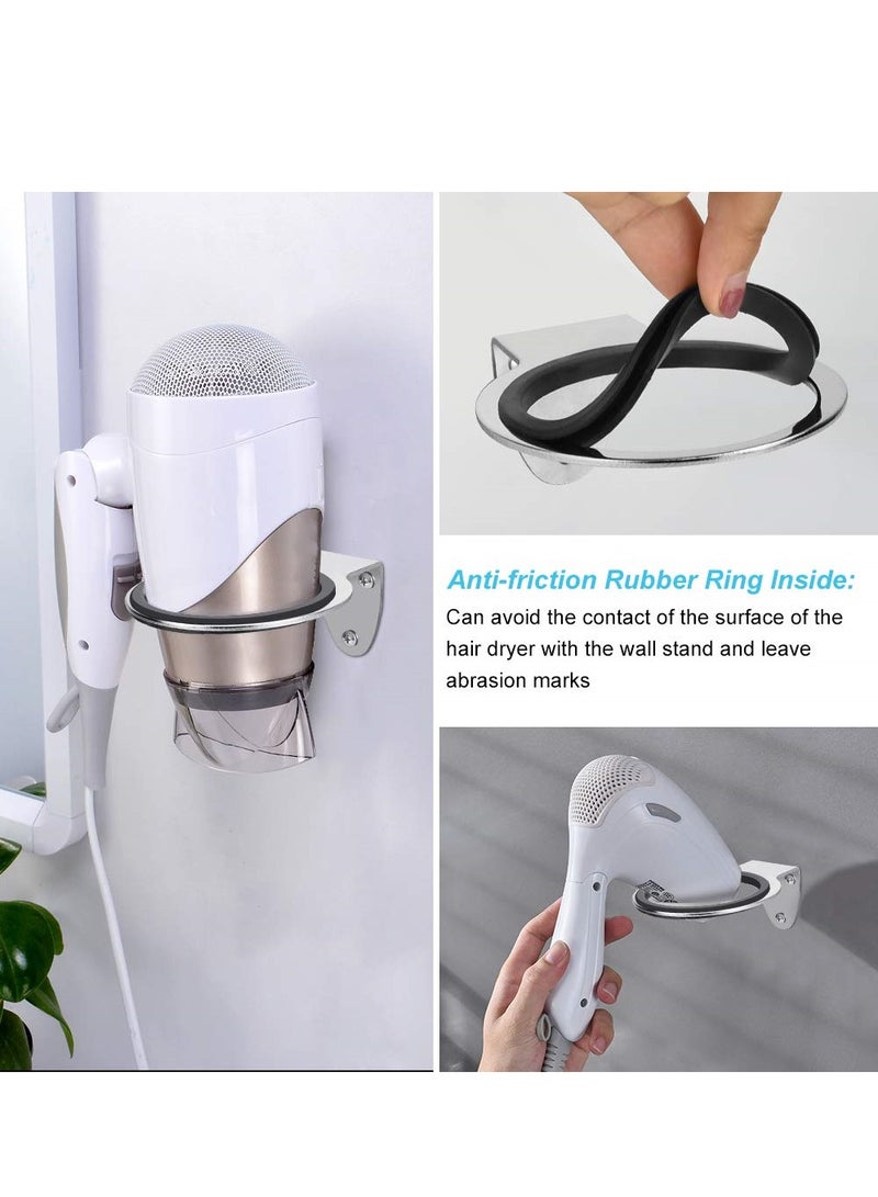 SYOSI Hair Dryer Holder, Wall-Mounted Hair Dryer Holder, Stainless Bathroom Storage Rack Flat Blow Dryer Wall Hanger Heat Resistant Hair Dryer Hook Hair Care Tool Organizer - Image 5