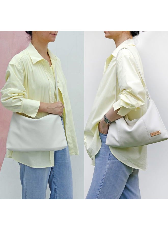 DONNAIN Premium Full Grained Leather Dumpling Bag for Women Crossbody Bag, Women's Shoulder Handbags and Hobo Bags for Women, Off-white, Small - Image 2