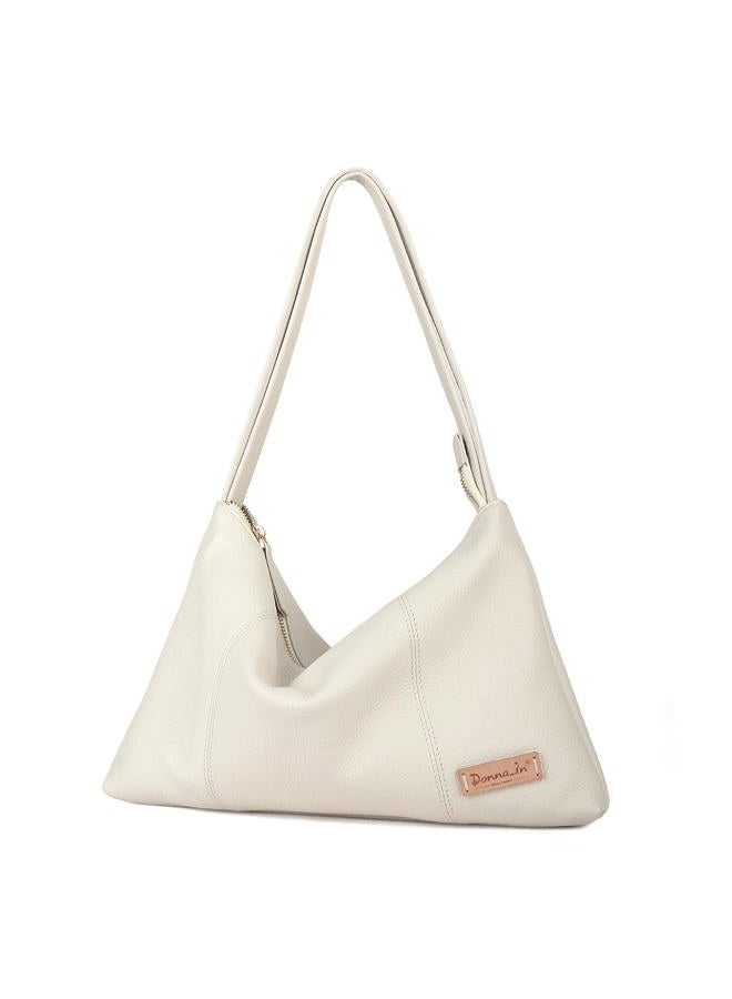 DONNAIN Premium Full Grained Leather Dumpling Bag for Women Crossbody Bag, Women's Shoulder Handbags and Hobo Bags for Women, Off-white, Small - Image 1