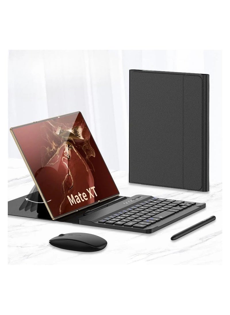 Keyboard Case Compatible with Huawei Mate XT Ultimate Shock-Resistant Standard Leather Case Features a Detachable Portable Wireless Bluetooth Keyboard, Mouse, and Pen - Image 1