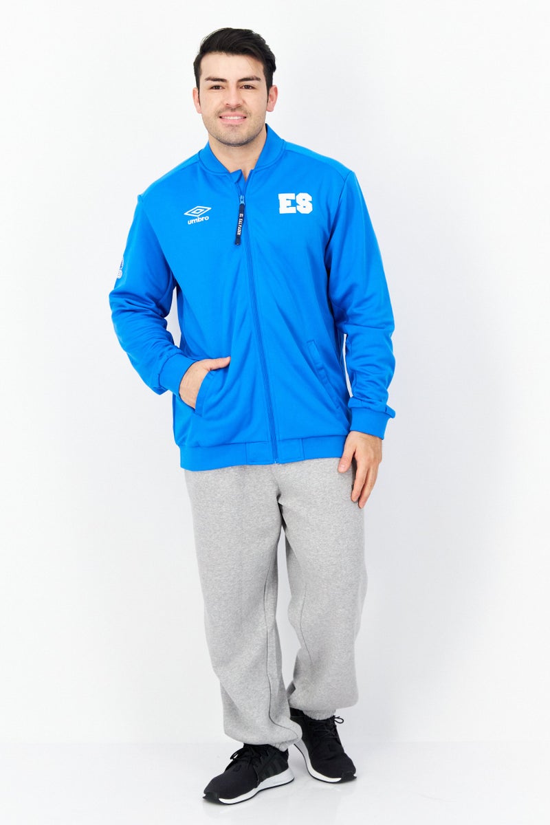 umbro جاكيت تدريب بأكمام طويلة للرجال، مناسب، بشعار العلامة التجارية، أزرق - Image 4