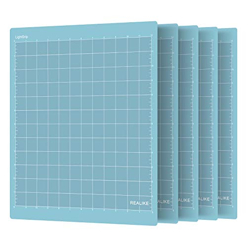 REALIKE LightGrip Cutting Mat Compatible with Cricut Maker 3/Maker 4/Maker/Explore 3/4/Air 2/Air/One (12x12 Inch 5 Mats), Blue Light Grip Adhesive Sticky Cutting Mats for Crafts - Image 1