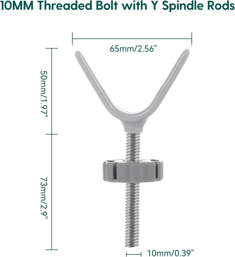 Babelio Baby Gate Stairs Banister Adapter-Y Threaded Spindle Rods for Pressure Mounted for Child & Pet Safety Gates with Extra Long Wall Mounting Screws Rod & Bolts (10MM) - Image 4