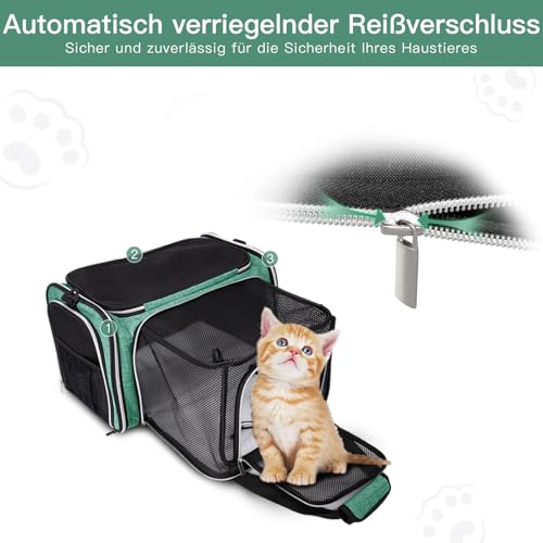 BAGLHER Cat Carrier Bag,Airline Approved Pet Carrier Soft Side Pet Travel 5 Sides Open Doors 3 Sides Expandable Foldable Dog Carrier with Fleece Pad - Image 4
