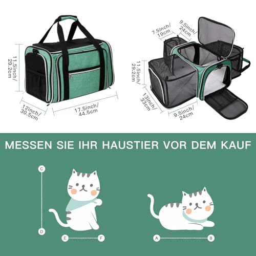 BAGLHER Cat Carrier Bag,Airline Approved Pet Carrier Soft Side Pet Travel 5 Sides Open Doors 3 Sides Expandable Foldable Dog Carrier with Fleece Pad - Image 2